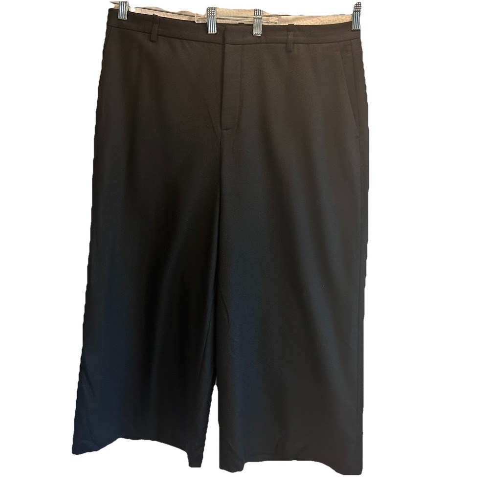 Vince Women Pants 16 Black Italian Wool Blend Wide Leg High Waist 4 Pockets